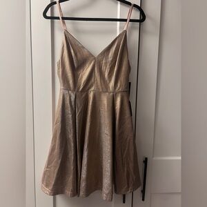 Lulu's Shimmering Gold Mini Dress NWT